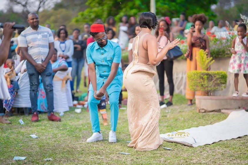 Wedding guests celebrating